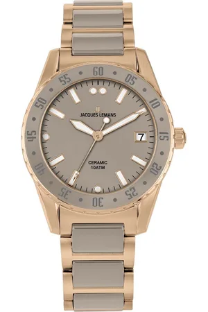 Jacques Lemans Keramisch horloge Liverpool, 42-12M Quartz horloge, armbanduhr, dameshorloge, datum, roestvrijstalen band, keramiek