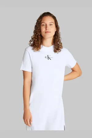 Calvin Klein Midi-jurk MONOLOGO LONG RIB TEE DRESS