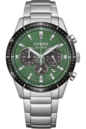 Citizen Chronograaf Polshorloge, solar, herenhorloge, roestvrijstalen band, analoog, dag, stopwatchfunctie