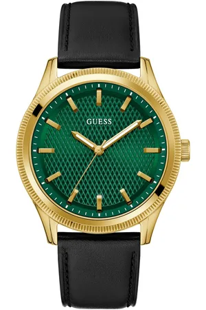 Guess Kwartshorloge Dex Polshorloge, herenhorloge, leren band, mineraalglas, analoog