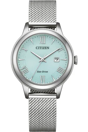 Citizen Solarhorloge Polshorloge, dameshorloge, roestvrijstalen band, analoog, datum, Eco-Drive