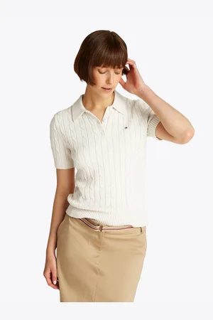 Tommy Hilfiger Trui met polokraag CO CABLE MID GG SS POLO SWT