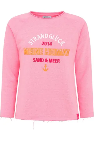 Zwillingsherz Sweater "Strandgeluk 2014" met used-look randen en borduursel
