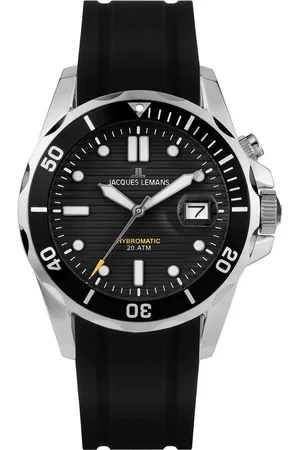 Jacques Lemans Kinetic horloge Hybromatic Polshorloge, herenhorloge, siliconen band, analoog, datum, lichtgevende wijzers