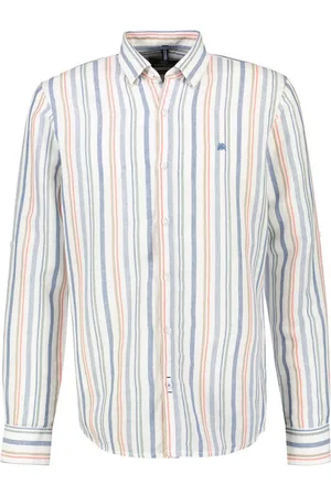 Lerros Overhemd met lange mouwen gestreept shirt in pasteltinten, linnen-katoenmix