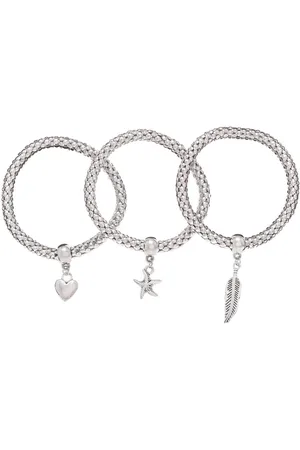 Lascana Armbandset elastisch, armbanden met hanger, hart, ster, veer, armbanden set
