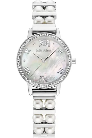 JULIE JULSEN Kwartshorloge Pearls Horloge, dameshorloge, stalen band, analoog, zirkonia (synth.)