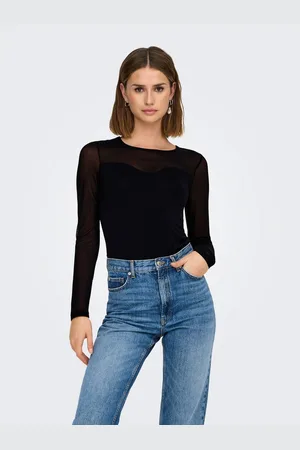 ONLY Kanten shirt ONLSABINA L/S O-NECK MIX TOP BOX JRS