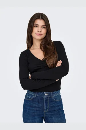ONLY Shirt met lange mouwen ONLBETTY L/S V-NECK TOP CC JRS