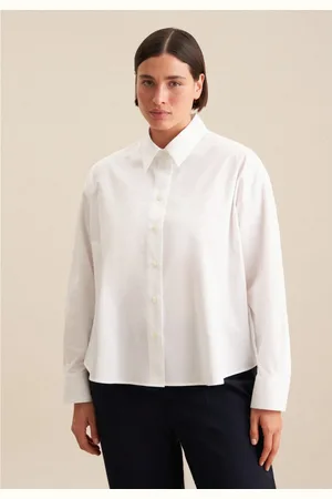 Seidensticker Overhemdblouse Zwarte roos Lange mouwen kraag uni