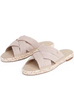 Tommy Hilfiger Slippers CHAMBRAY ESPADRILLE MULE , plateau, zomer-mode, flats, instapschoen met bandages in vlechtlook