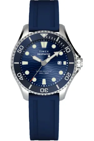 Timex Kwartshorloge DEEP WATER MERIDIAN Polshorloge, herenhorloge, rubberen band, datum, tot 20 bar waterdicht