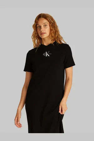 Calvin Klein Midi-jurk MONOLOGO LONG RIB TEE DRESS