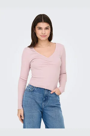ONLY Shirt met lange mouwen ONLBETTY L/S V-NECK TOP CC JRS