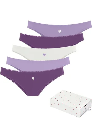 Lascana Brazilian slip met schattige hartjesprints en van elastische katoenkwaliteit (Set van 5)