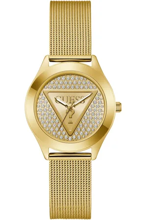 Guess Kwartshorloge GLITZ PLAQUE Horloge, dameshorloge, stalen band, mineraalglas, analoog