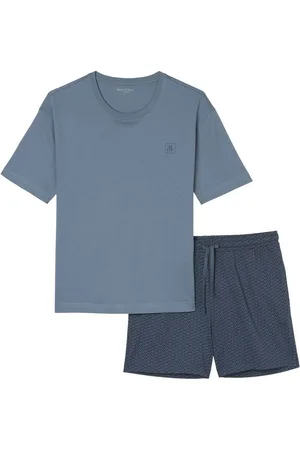 Marc O’ Polo Shortama Mix & Match Cotton met effen shirt en gemusterde shorts (2-delig)