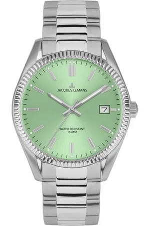 Jacques Lemans Kwartshorloge Derby Polshorloge, dameshorloge, datum, luminescerende wijzers, roestvrijstalen armband