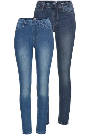ARIZONA Jeggings strakke pasvorm, skinny jeans, used-look-wassing, hoge taille (Set van 2)