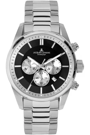 Jacques Lemans Chronograaf Barcelona Quartz horloge, polshorloge, herenhorloge, roestvrijstalen band, stopwatchfunctie, dag