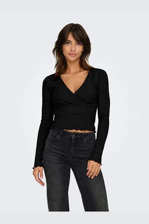 ONLY Shirt met lange mouwen ONLCARLOTTA L/S WRAP TOP JRS