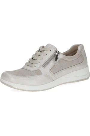 Caprice Sneakers met sleehak , vrijetijdsschoen, lage schoen, veterschoen, logo-embleem, breedte h
