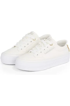Tommy Hilfiger Plateausneakers ESSENTIAL VULC TEXTILE SNEAKER , vrijetijdsschoen, lage schoen, veterschoen met gouden details