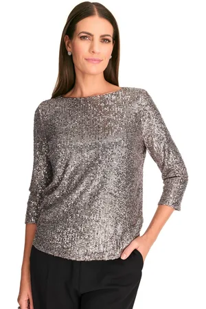 Hermann Lange Shirt met pailletten in kort model