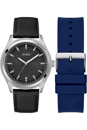 Guess Kwartshorloge Dex Polshorloge, herenhorloge, leren band, mineraalglas, analoog