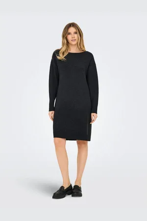 ONLY Midi-jurk ONLGLORIA LS BOATNECK DRESS EX KNT