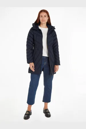 Tommy Hilfiger Gewatteerde jas CHEVRON MW PADDED COAT met gemiddelde vulling en merklabel