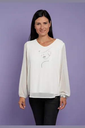 Seidel Moden Blouse met lange mouwen met glitterprint, made in germany