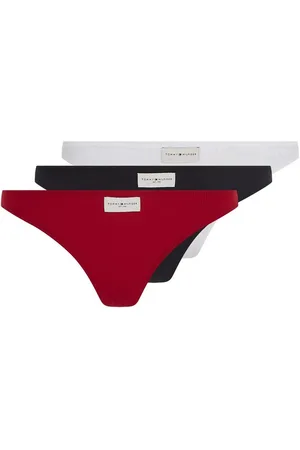 Tommy Hilfiger Slip 3P THONG (EXT. SIZE) in rib-look met tommy hilfiger logo-badge (3 stuks)