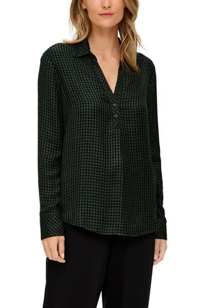 QS by s.Oliver Blouse met lange mouwen met allround mini-ruitpatroon