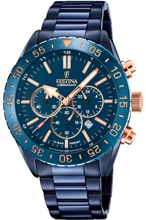 Festina Chronograaf Keramiek collectie Horloge, quartzhorloge, herenhorloge, stopwatchfunctie, stalen armband