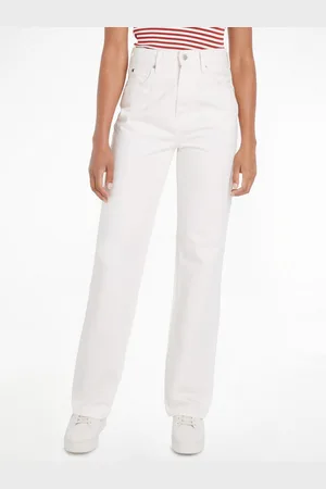 Tommy Hilfiger Bootcut jeans RELAXED BOOTCUT HW ECRU met logo-badge