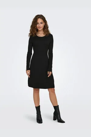 ONLY Midi-jurk ONLNATASCHA LS PEARL O-NECK DRESS CC KNT
