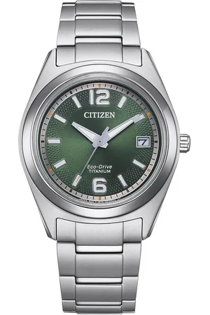 Citizen Solarhorloge FE6151-82L Polshorloge, dameshorloge, titanium armband, datum, luminescerende wijzers