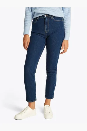 Tommy Hilfiger Slim fit jeans Slim Cigarette High Waist met logo-badge, in blauwe wassing