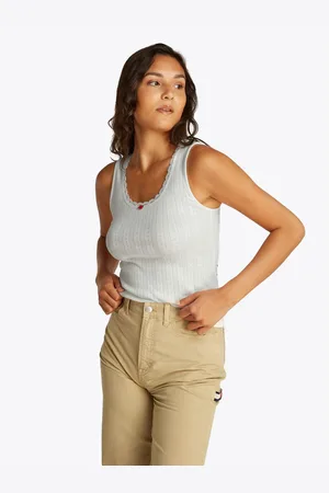Tommy Hilfiger Tanktop TJW SLIM POINTELLE TANK TOP met kant, met gaatjespatroon