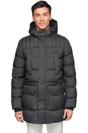 Geox Lang jack Sanford in gemêleerde look, 4 zakken, capuchon, modieuze stitching