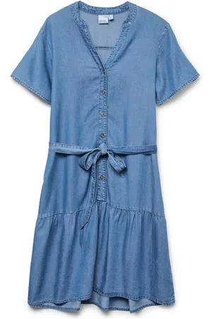 VERO MODA Mini-jurk VMFLEUR SS SHORT BELT TENCEL DRESS GA