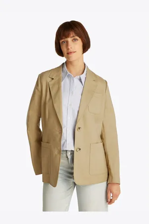 Tommy Hilfiger Korte blazer ESS LINEN REGULAR SB BLAZER met metalen label, koel premium linnen