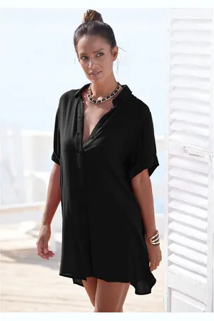 Lascana Lange blouse met knoopsluiting, blouse met korte mouwen, blousejurk, zomers