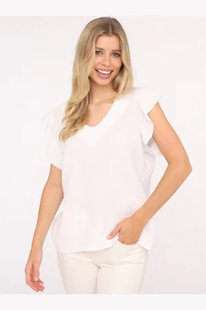 Zwillingsherz Blouse met korte mouwen "Giselle" met stijlvolle ruches-mouwen