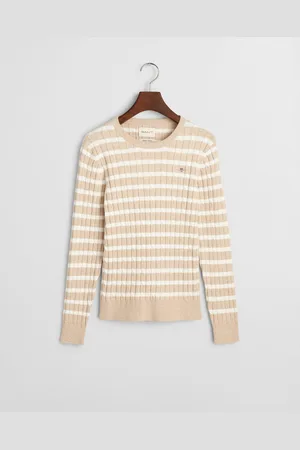 GANT Trui met ronde hals STRETCH COTTON CABLE STRIPE C-NECK