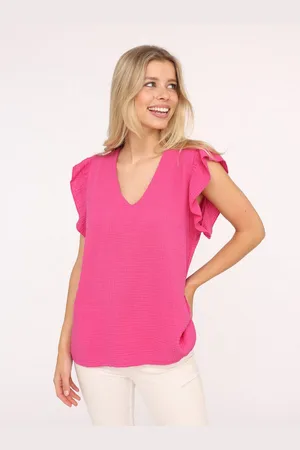 Zwillingsherz Blouse met korte mouwen "Giselle" met stijlvolle ruches-mouwen