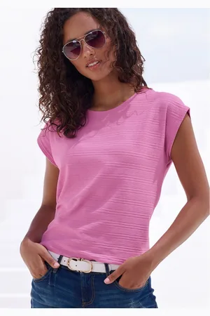 vivance collection T-shirt Met modieuze streepstructuur in een zachte katoenkwaliteit (1-delig)