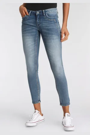 ARIZONA 7/8 jeans Met geren extra-strakke snit, used-look-wassing, lage taille