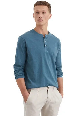 Marc O’ Polo Henleyshirt lichte structuur voor een subtiele, levendige uitstraling